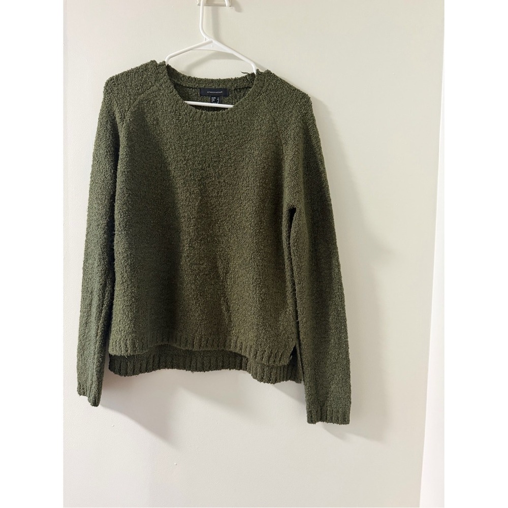 Atmosphere Crew Sweater Womens 8 Olive Green Like New Plush Textured Knit